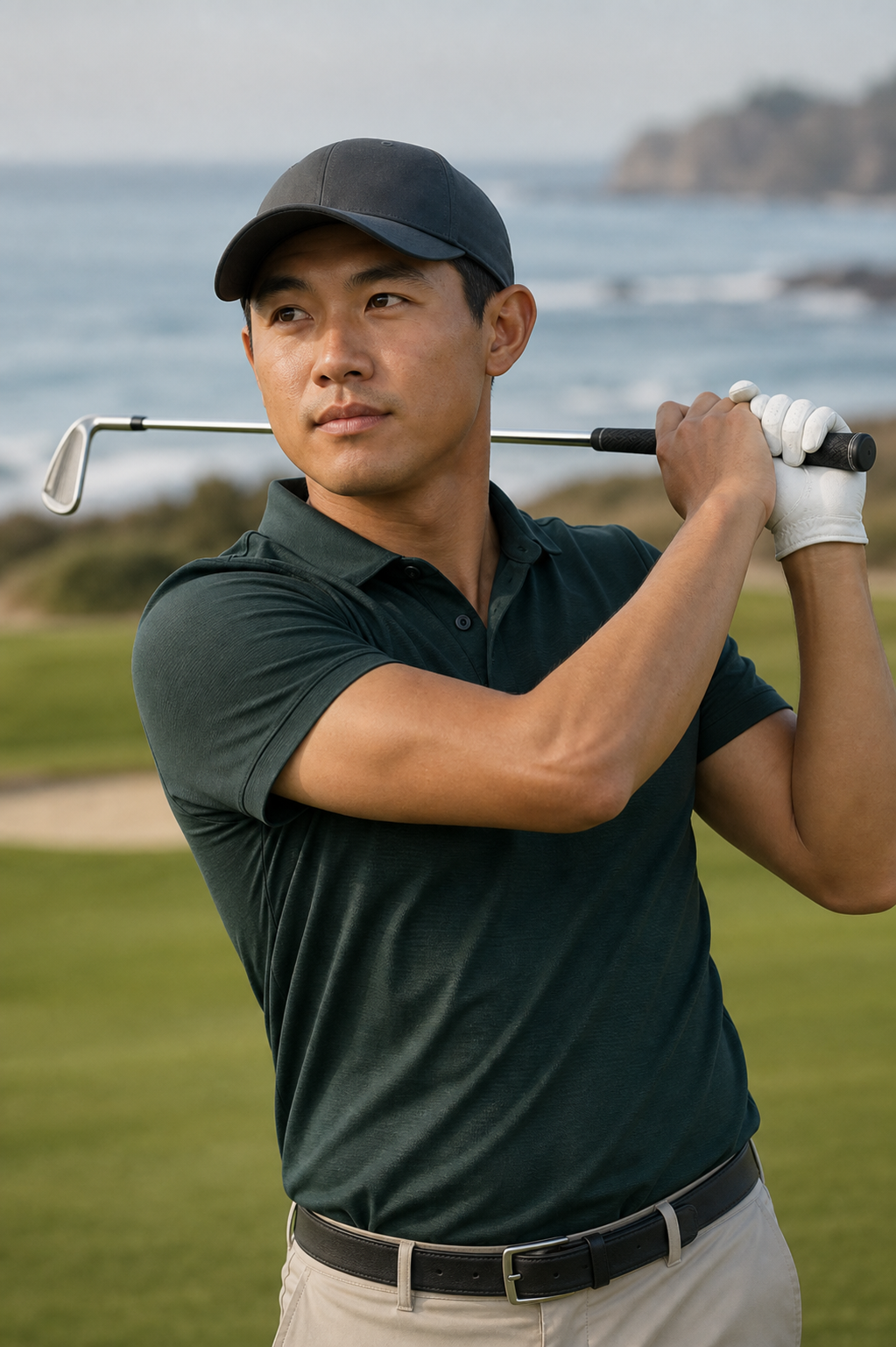 AI-generated review portrait direction for Collin Morikawa