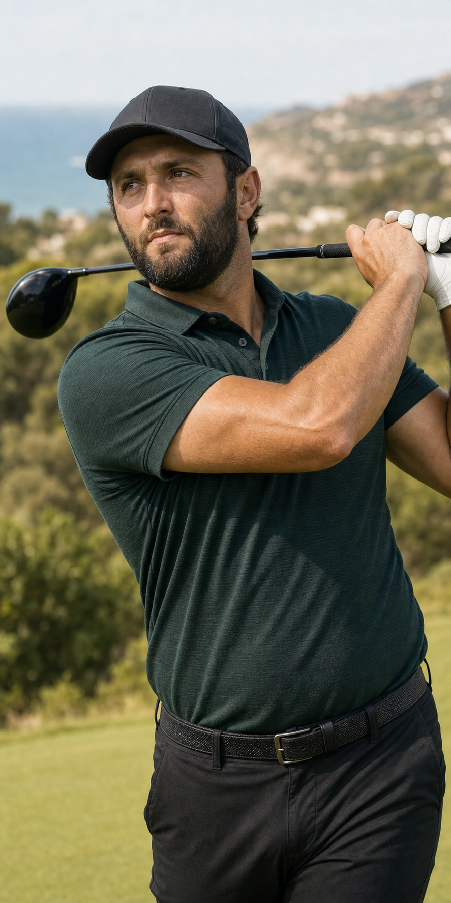 AI-generated review portrait direction for Jon Rahm
