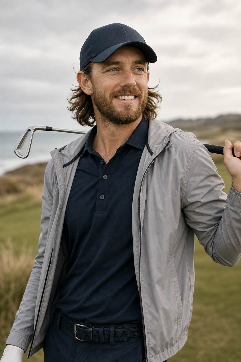 AI-generated review portrait direction for Tommy Fleetwood