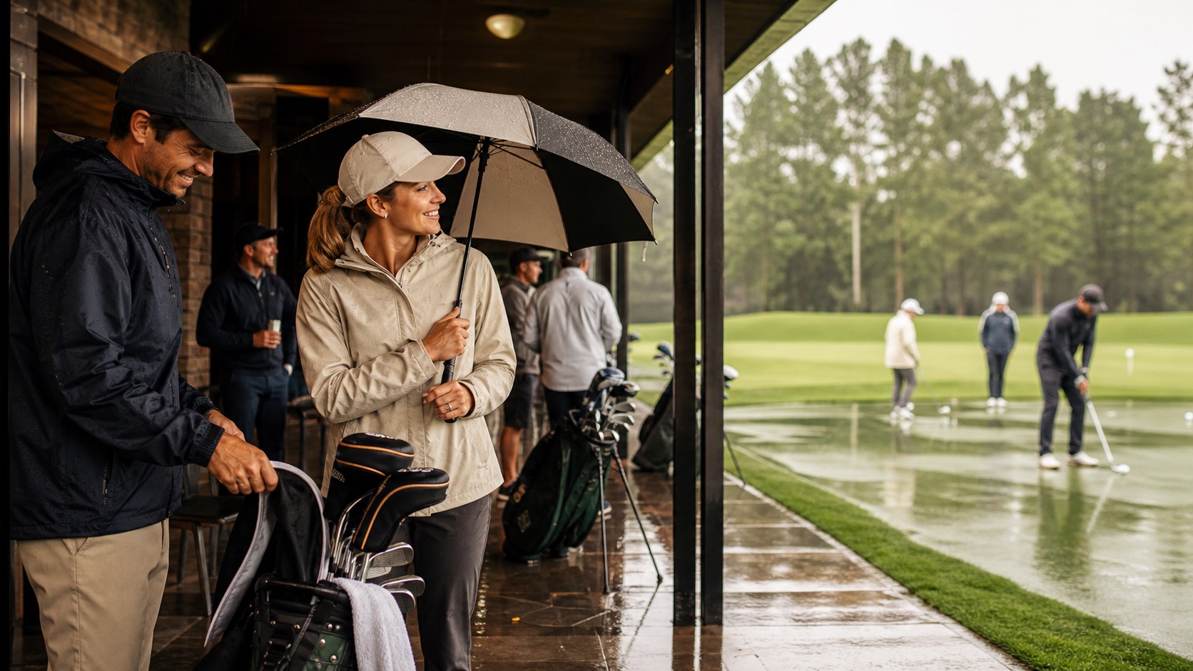 Golf gear ready for changing weather.