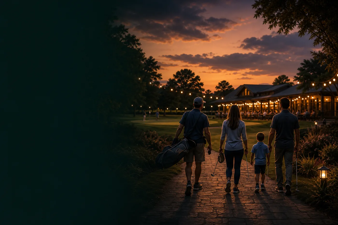 Golf travel and play scene